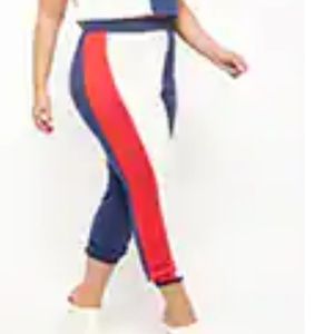 Plus size high waited color block joggers